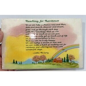 Vintage Blue Mountain Arts Papel Genuine Alabaster Free Stand Plaque Italy 3.5”